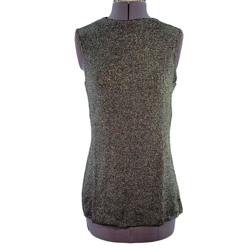 Iman Black Metallic Sleeveless Blouse Sz XS